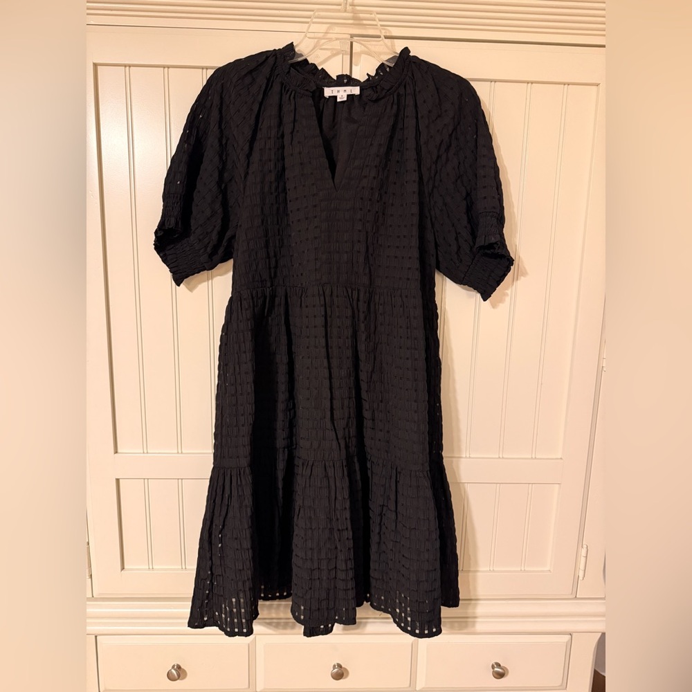 THML Black Textured Tiered Mini Dress